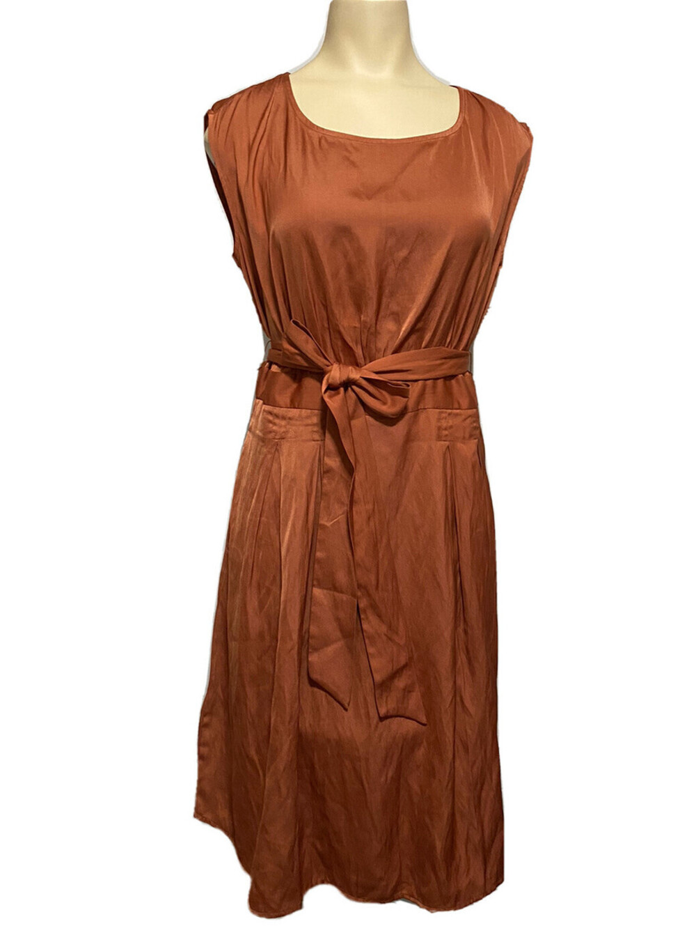 Ann Taylor Loft Brown Sleeveless Swing Dress Size 4 Petite NWT Western Minimalis